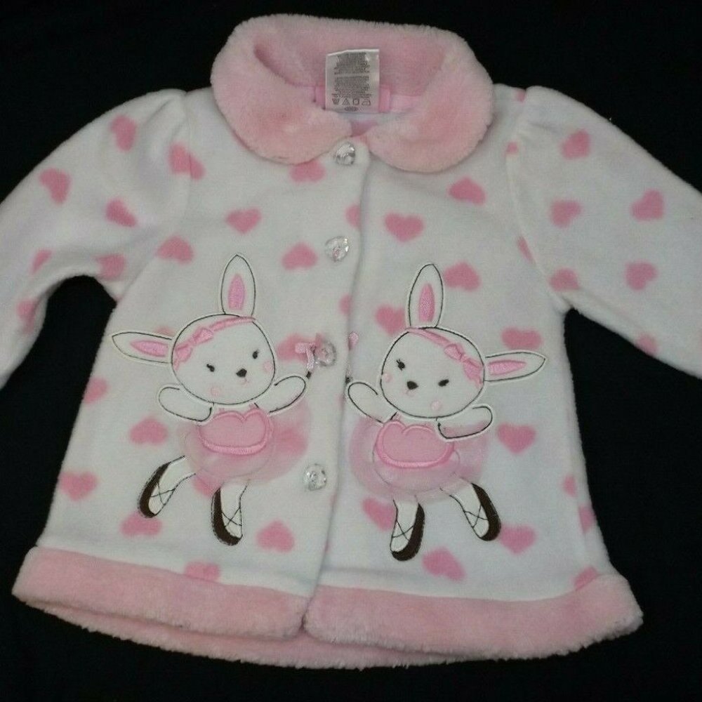 Fleece Cardigan Jacket Infants Size 12 mos Bunny Ballet YOUNG HEARTS